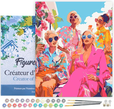 Figured'Art Schilderen op Nummer Volwassenen met lijst Bijeenkomst van Divas- Handwerk acrylverf Kit DIY Compleet - 40x50cm Canvas al ingelijst
