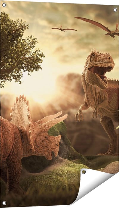 Gards Tuinposter Dinosauri�rs in de Natuur - Dino's - 60x90 cm - Tuindoek - Tuindecoratie - Wanddecoratie buiten - Tuinschilderij