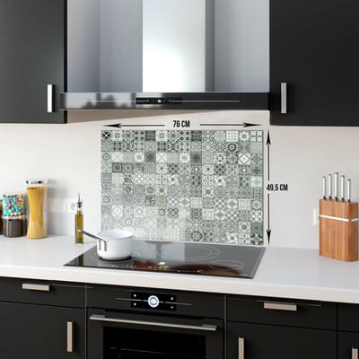Keramische Patroontegel Tempered Glas Spatbescherming Voor Achter de Kookplaat 49,5cm x 76cm