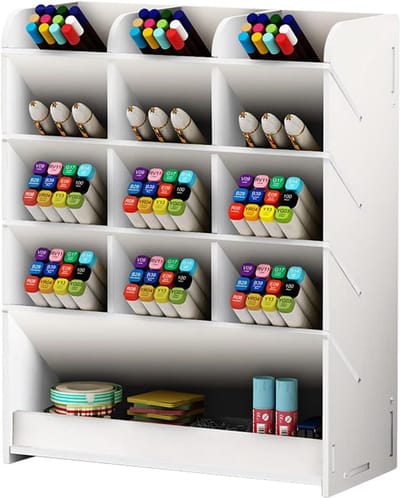 Potloodhouder - Pennenhouder Multifunctionele desktop briefpapier penhouder doos voor thuiskantoor schoolbenodigdheden opbergrek Wit-pb12