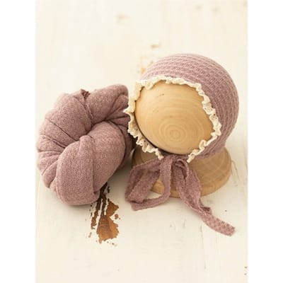 Newborn Fotografie Props Baby Wraps Hoeden Set Stretch Zacht Visgraat Wrap Muts Baby Foto Achtergrond Opname Studio Accessoires (pink,hat and wrap) roze