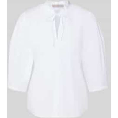Blouse met serafino-hals en pofmouw