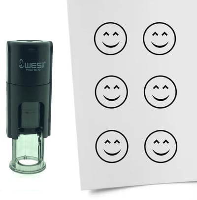 CombiCraft Stempel Smiley Content 10mm rond - zwarte inkt