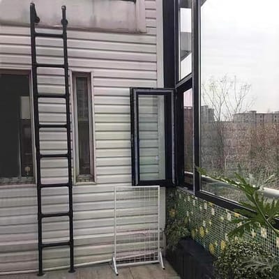 Zolderladder Smeedijzer - Klimladder Zolder - Veilig Toegang Creëren - Verstelbare Lengte - 1.05 m Hoog - Zwart