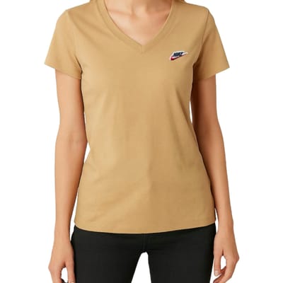 Nike T-shirt Met V-hals In Beige