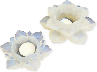 Resin Art JR: Set van twee Lotus bloem kaarsenhouders / Waxinelichtjeshouders