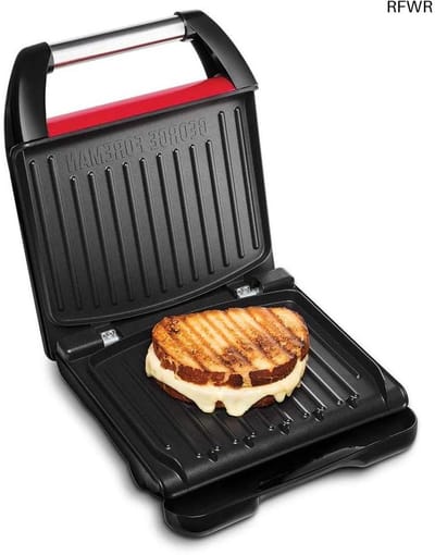 Compacte Grill - Elektrische Grillplaat - Gezond Grillen - 42% Minder Vet - 3 Porties - Rood