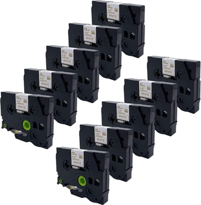 DULA Brother Compatible label tape- Tze-234 - 10 cassettes - Brother P-Touch - Goud op wit - 12mm x 8m