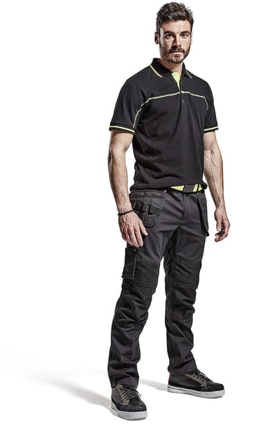 Blaklader Service werkbroek met stretch en spijkerzakken 1496-1330 - Zwart/High Vis Geel - C146