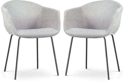 Nolon Nora-Otis Eetkamerstoelen Set van 2 Lichtgrijs - met Armleuning - Stof - Zwarte poten