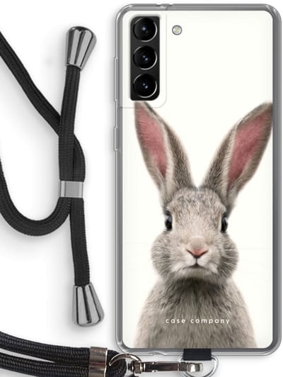 Case Company® - Hoesje met koord geschikt voor Samsung Galaxy S21 Plus hoesje met Koord - Daisy - Telefoonhoesje met Zwart Koord - Bescherming aan alle Kanten en Over de Schermrand