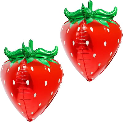 4D Aardbei Ballonnen - 2 Stuks - Feestdecoratie voor Kinderverjaardag - Aardbei Thema Ballonnen - Versiering voor Feestjes en Verjaardagen