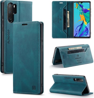 Luxe Flip Case met RFID Bescherming Kaarthouder en Magneetsluiting voor Huawei P30 Pro / P30 Pro New Edition _ Blauw