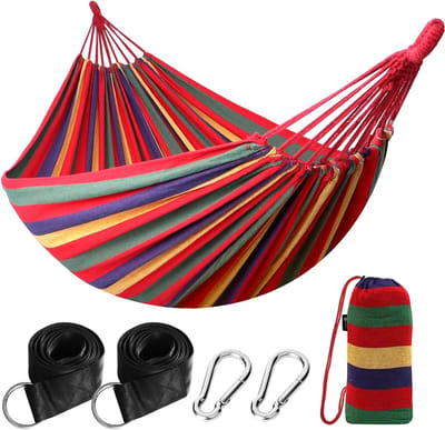 Comfortabele Hangmat voor Buiten 210 x 150 cm, Draagvermogen tot 200 kg, Inclusief Opbergzak - Perfect voor Tuin, Terras en Camping in Lichtgroen