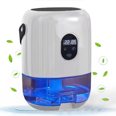 Luchtontvochtiger - Kleine Ontvochtiger - Vochtige Ruimtes - Automatische Uitschakeling - 1000 ml Per Dag - Wit