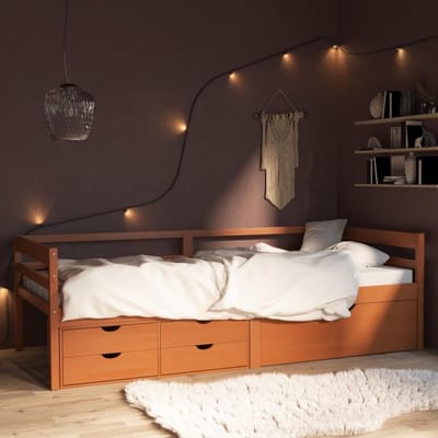 Houten Bedframe - Ladenkast Bed - Slaapkamer Meubel - Massief Hout - 90x200cm - Honingbruin