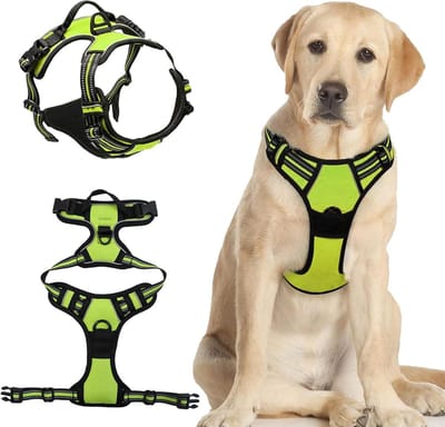 Verstelbare hondentuig voor grote honden, geen trek tuig met reflecterende strepen, comfortabel en veilig voor medium en grote honden