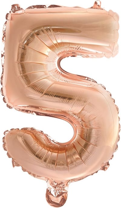 Folie Ballon Cijfer 5 Rose goud 41 cm