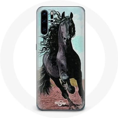Coque pour Huawei P30 - Cheval Noir De La Race Frisonne - Rigide - Synthétique - Mixte noir