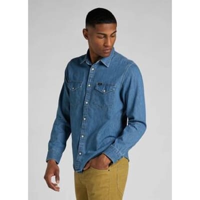 Overhemd Lange Mouw Lee 112320163 REGULAR SHIRT-WASHED BLUE