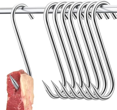 RVS Vlees Haken - 50 Stuks S Haken voor Keuken, Roken van Vlees, Grillen en BBQ Bewerking