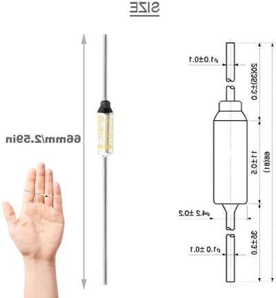 10 Stuks 15A 250V Metalen Thermische Smeltveiligheid, Thermische Fuse 184°C met GT-1 Krimpconnector en Siliconenvezel Optische Slang voor Huishoudelijke Apparaten en Elektronica
