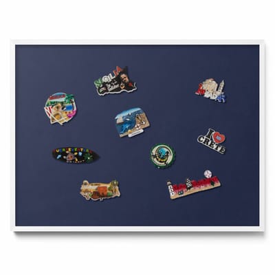 Tulup Magneetbord met Witte Frame - Marine Magneetbord in Stijlvolle Kleuren - 80 cm x 60 cm - Kleur: donker marineblauw - Memobord Magnetisch - Magnetisch Bord Rechthoekig - Magnetisch Bord voor aan de Wand