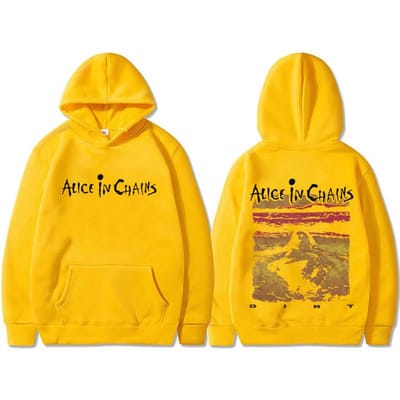 Rock Band Alice in Chains Dirt Hoodie Mannen Vrouwen Kleding Gothic Punk Sweatshirt Mannelijk Vintage Casual Pullover Hoodies Fans Cadeau M geel