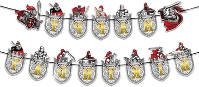 Middeleeuwse Feestdecoratie - Ridder Draak Vlaggen - Verjaardag Versieren - Unieke Garland Set - 11 x 5 cm