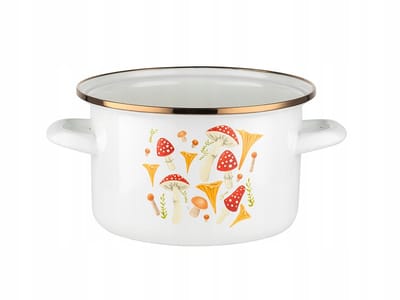 Emalia Pleszew Geëmailleerde Pan 'Grzybki' Wit 18cm 2,65L