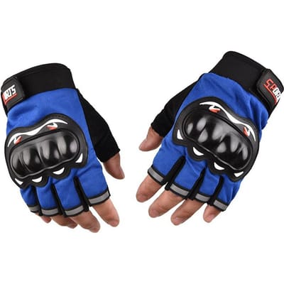 Gants de Moto Respirants Doigts Ouverts Gants de Course pour Usage Extérieur Vélo Cross Actif Gants de Moto Homme 1 Paire bleu