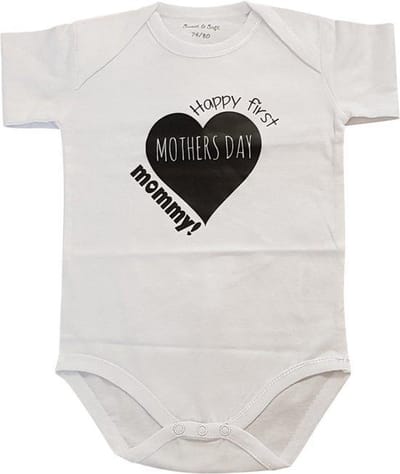 Rompertje moederdag Happy first mothers day mommy | korte mouw | wit | maat 50 56 Eerste Moederdag cadeau bekendmaking zwangerschap aanstaande baby jongen meisje unisex