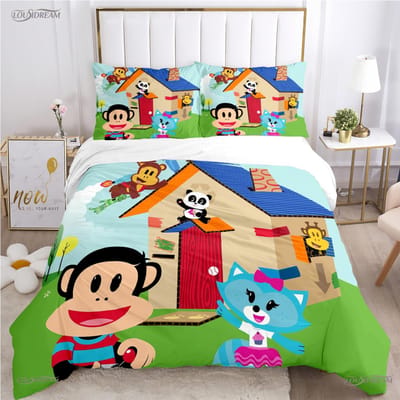 Schattige P-Paul F-Frank Cartoon Anime Dekbedovertrek Grappige Kawaii Beddengoed Set Zachte Dekbedhoes En Kussenslopen Enkel/Dubbel/Queen/King US Full(200*230cm)3pcs
