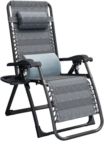 Opvouwbare Ligstoel - Relaxfauteuil Tuinstoel - Buiten Ontspannen - Verstelbaar Ontwerp - 80x52x105 cm - Grijs Mesh