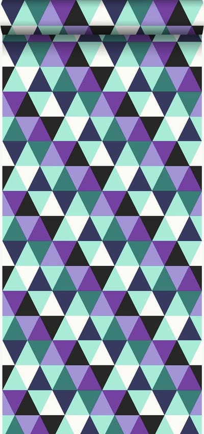 Origin Wallcoverings behang grafische driehoeken paars en licht azuurblauw - 53 cm x 10.05 m - 347204