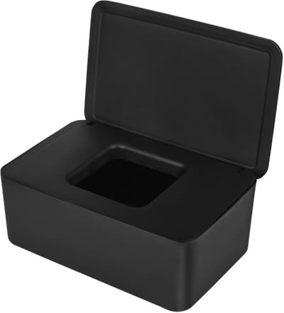 Zwarte Tissuebox Houder – Navulbare Babydoekjes Dispenser met Afsluitdeksel – Moderne Tafel Tissuebox voor Badkamer, Auto & Kantoor