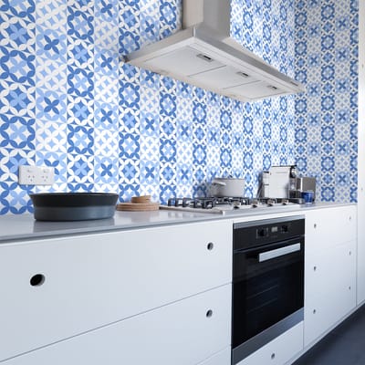 Zelfklevende tegelmuurstickers voor keuken en badkamer - 60 tegelstickers, Azulejos Lorenz-stijl - 60 stickers, 20x20 cm