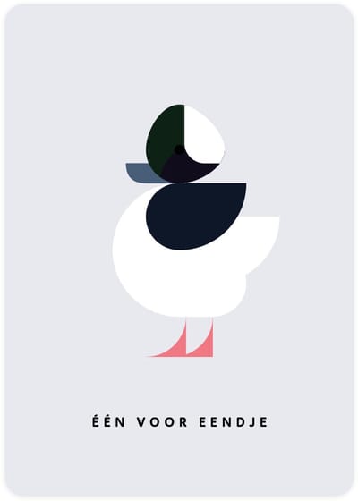 Een voor eendje - 4x leuke verjaardagskaarten om te versturen - kaartenset - kaart met Buffelkopeend - vier kaarten met vogels