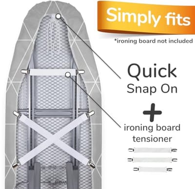 Turbo strijkplankovertrek 120x45 cm - 50% sneller strijken, universele pasvorm, 5-laags met warmte- en stoomreflectie
