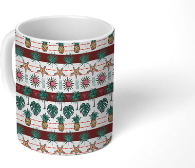 Mok - Koffiemok - Nostalgisch - Kust - Zee - Tropisch - Multi - Mokken - 350 ML - Beker - Koffiemokken - Theemok