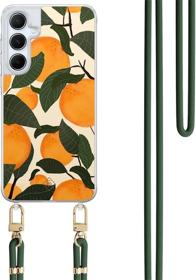 Casimoda® hoesje met koord - Geschikt voor Samsung A35 - Orange Garden - Afneembaar koord - TPU/polycarbonaat - Multi
