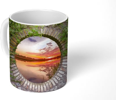 Mok - Koffiemok - Zee - Zonsondergang - Doorkijk - Mokken - 350 ML - Beker - Koffiemokken - Theemok