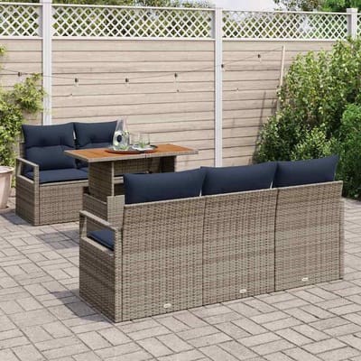 vidaXL - Tuinbank - Set - 6 - st - 5-Aantal - zitplaatsen - grijs - en - marineblauw