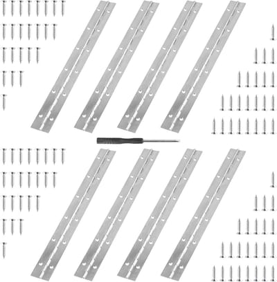 8 Stuks 12 Inch Piano Scharnieren, Robuuste RVS Scharnieren met 96 Schroeven voor Hout, Kastdeuren en Vensters