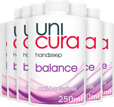 Unicura - Antibacteriële Handzeep Navulling Balance - 6 x 250 ml - Voordeelverpakking
