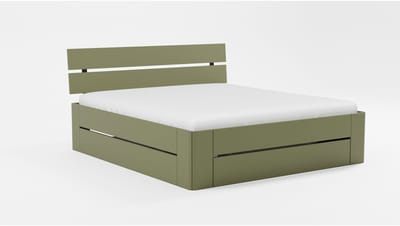 B Bright Bed Fresh 500 met hoofdbord en 3 opbergladen - 140 x 210 cm - rietgroen