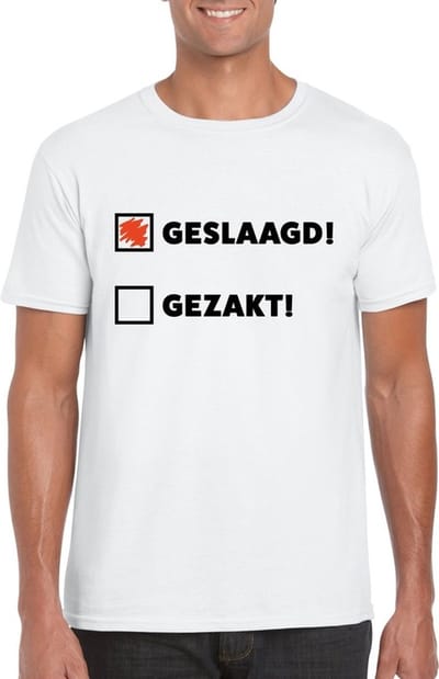 Geslaagd/ gezakt t-shirt wit heren S