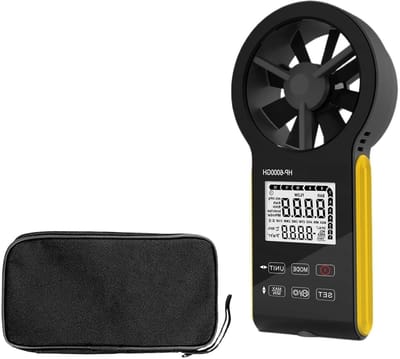 Digitale Anemometer - Windsnelheidmeter Temperatuurmeter - Luchtstroom Meten - Waterdicht IP67 - MAX/MIN Functie - Zwart