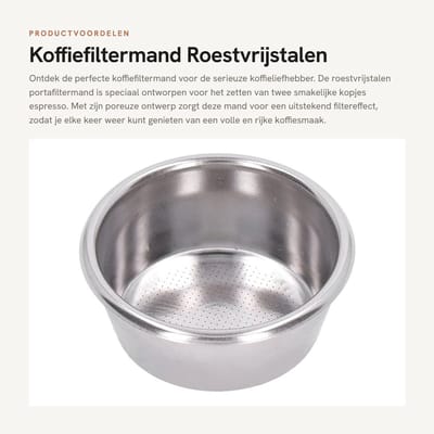 Dailygoods- Koffiefiltermand Roestvrij staal - Herbruikbare Portafiltermand - Eenvoudig schoon te maken - Poreus ontwerp - Voedingskwaliteit - Duurzaam en corrosiebestendig - Filterhouder