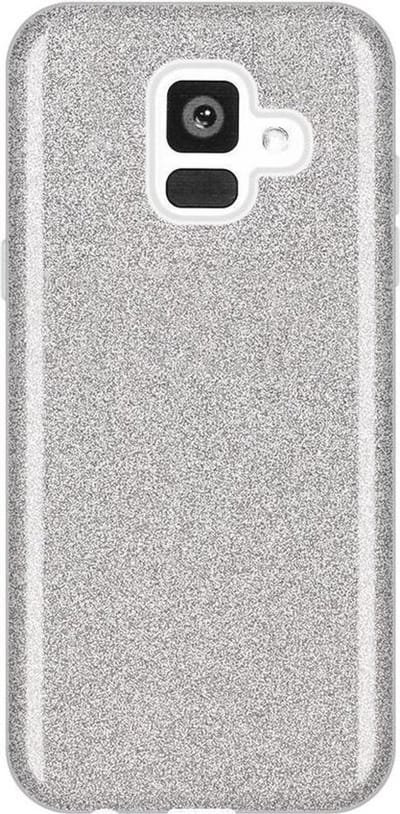 HB Hoesje Geschikt voor Samsung Galaxy A6 2018 - Glitter Back Cover - Zilver